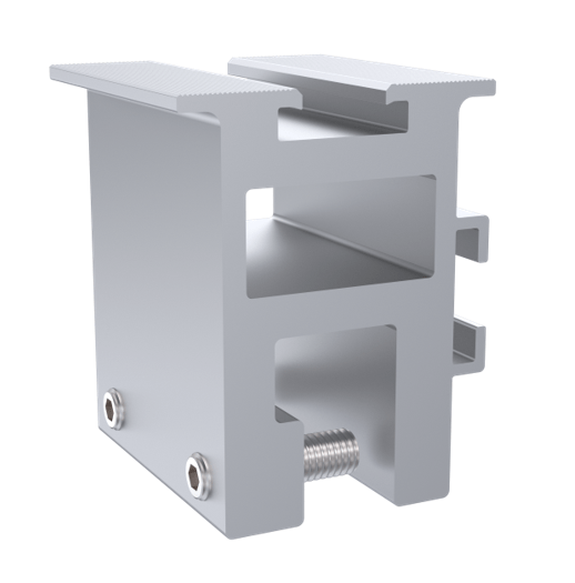 Abrazadera para lámina engargolada con altura de 10cm entre lámina y panel
