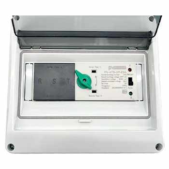 Interruptor de transferencia automático, 3 fases, 220V, capacidad 63A.
