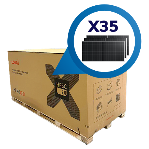 Pallet con 35 piezas de panel Solar Longi 655W Hi-Mo X10 Guardian Anti-dust