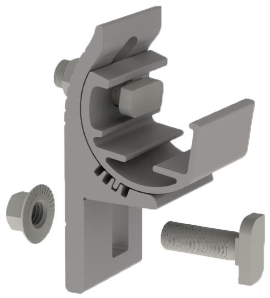 Conector ajustable para CrossRail. Inclinaciones de 0°, 8°, 16° y 24°.