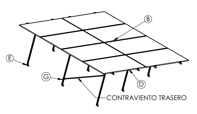 Plano ALUMINEXT NXT-SM2X4-1135: ocho paneles verticales en dos filas de cuatro