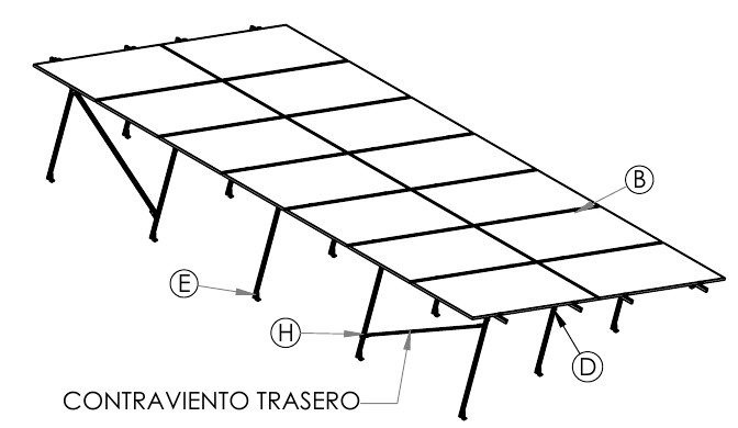 Plano ALUMINEXT NXT-SM2X7-1135: 14 paneles verticales en dos filas de 7