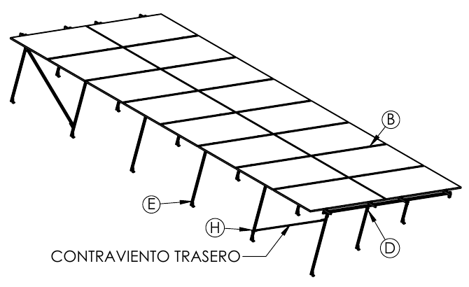 Plano ALUMINEXT NXT-SM2X8-1135: 16 paneles verticales en dos filas de 8