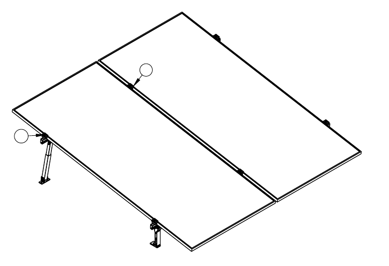 Vista isométrica del plano ALUMINEXT NXT-SM2I-20-1135-R para 2 paneles