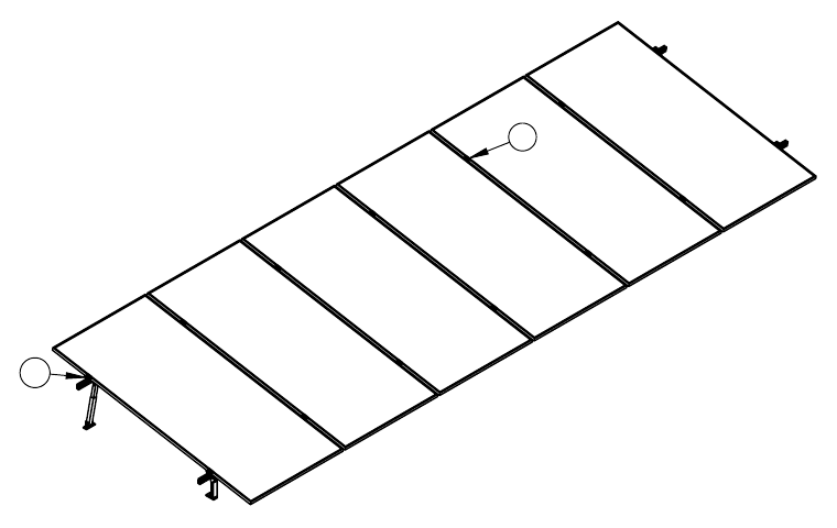 Vista isométrica del plano ALUMINEXT NXT-SM6I-30-1135-R para 6 paneles