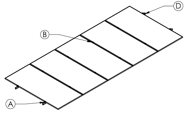 Vista isométrica del plano ALUMINEXT NXT-SM5P-1135-R para 5 paneles