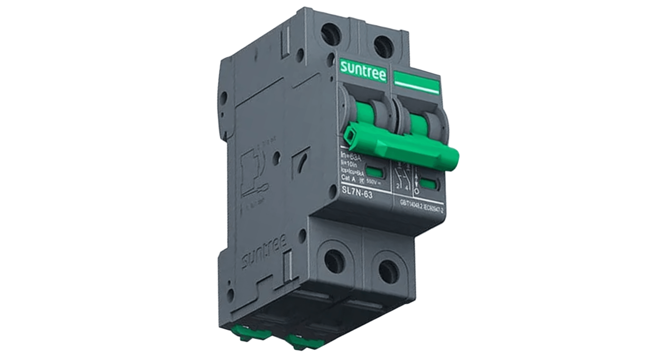 Interruptor en DC Suntree 2 polos 32A con polaridad, a 550V.